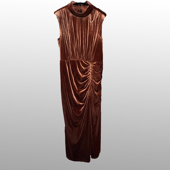 REVELRY Beck Velvet Dress RUST Full Length Party Portraits Wedding FALL sz 20 - Picture 3 of 10